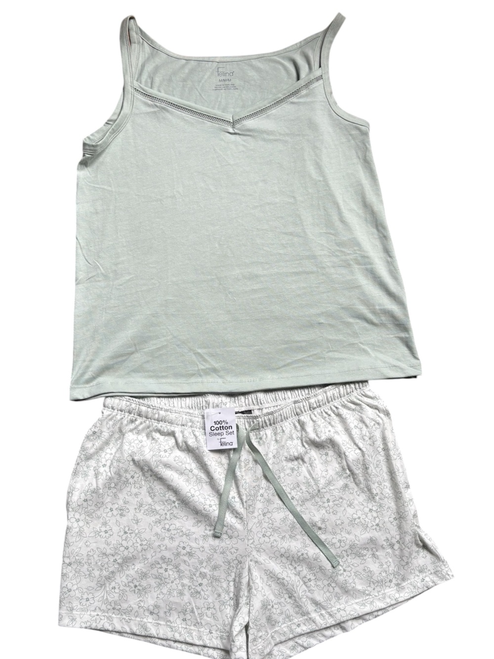 Women's medium 100% summer pajama set in a soft sage green. NWT